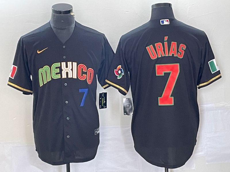 Men 2023 World Cub Mexico 7 Urias Black Nike MLB Jersey style 91833